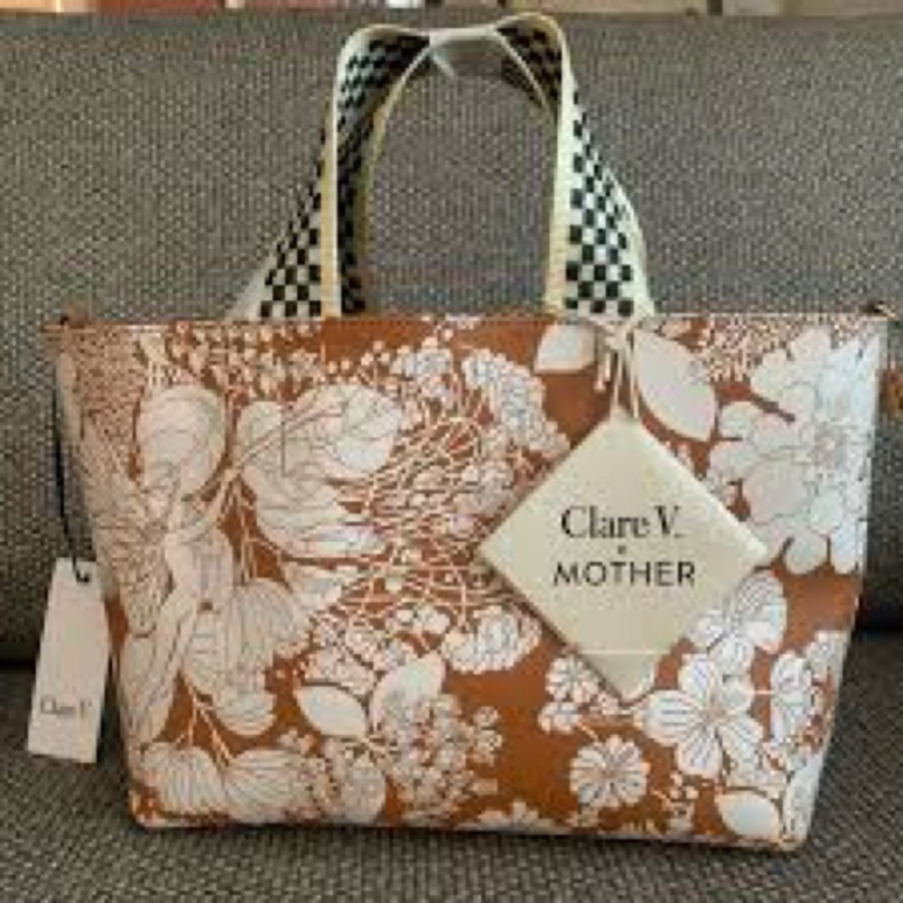 ISO Clare V x mother Floral Brown Tote Bag